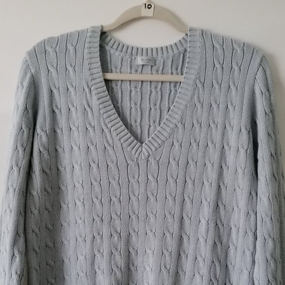 J.Galt Womens Blue Long Sleeve V Neck Cable Knit Pullover Sweater OS - Picture 3 of 7